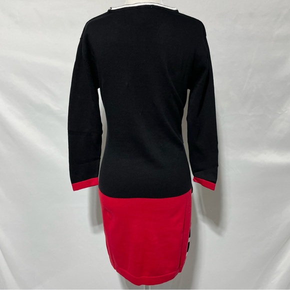 New Area Stars Color Block Stripe Mini Sweater Dress Black White Red Size Small - Picture 11 of 16